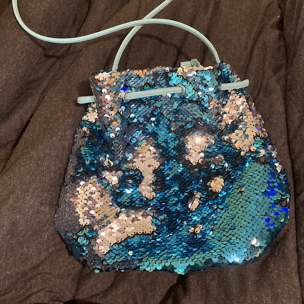 Blue sequins purse used